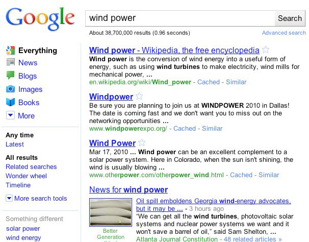 main Google and Google Mobile search results now with new outfit