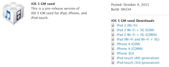 gsmarena 001 iOS 5 GM now available to devs, the real thing coming on October 12 along with iCloud
