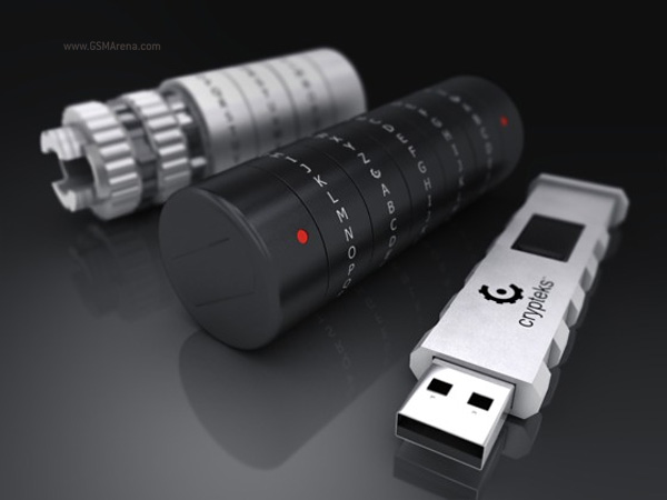 gsmarena 001 Crypteks USB hides an encrypted thumb drive inside an aluminum cryptex with a customizable password