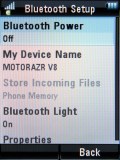 Screenshots of Motorola RAZR2 V8