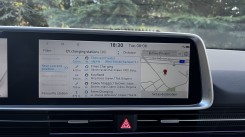 Apple car play works great, while the built-in sat nav is extremely accurate and can show you charging locations.