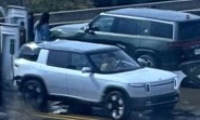 Rivian R2 possibly spotted in the wild during a promotional photo or video shoot