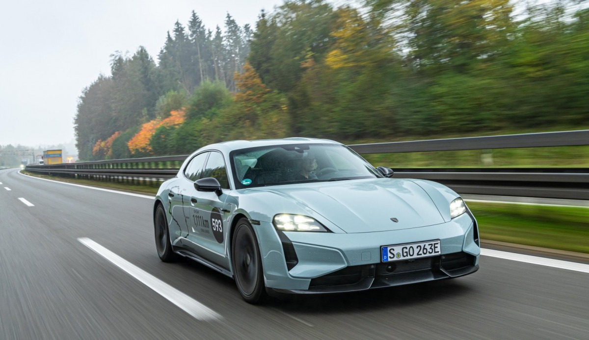 Porsche Taycan against <span data-value=