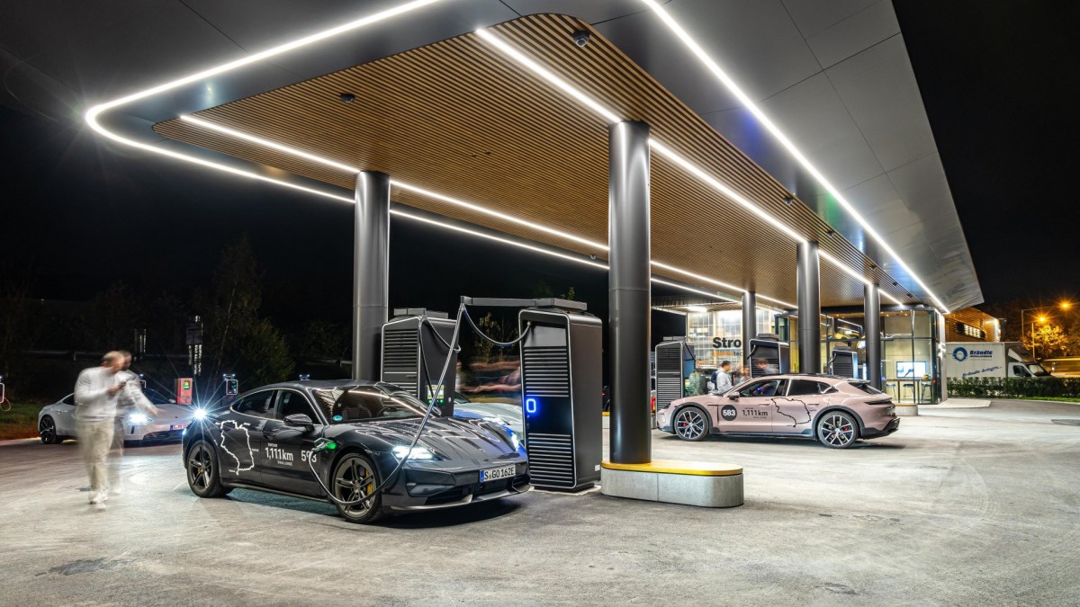 Porsche Taycan against <span data-value=