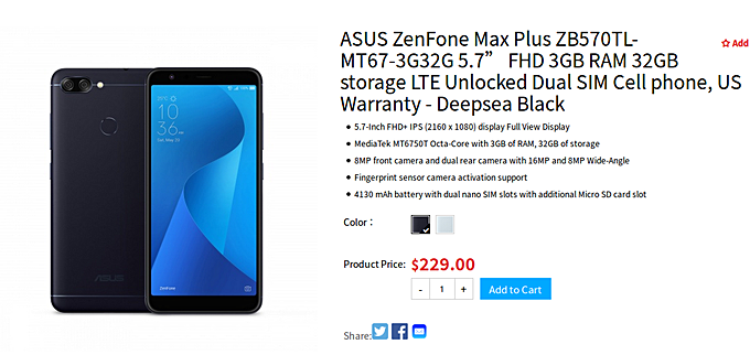Asus Zenfone Max Plus (M1) now available in US - GSMArena.com news