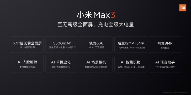 Xiaomi Mi Max 3 specs completely unveiled, price teased - GSMArena