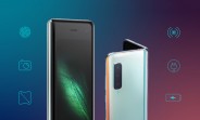 Samsung Galaxy Fold infographic describes the phone's front, back and inside