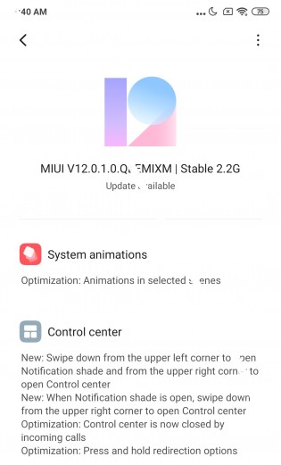 Screenshot of the changelog