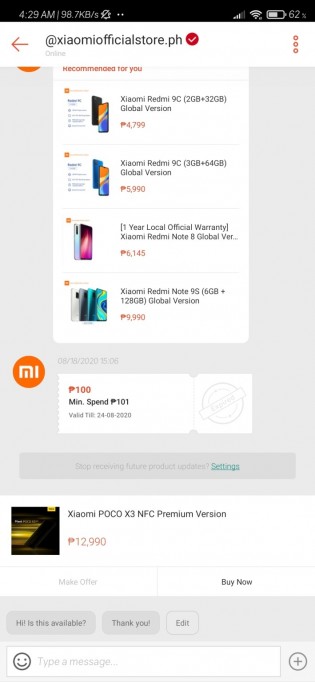 Poco X3 NFC pricing on Shopee
