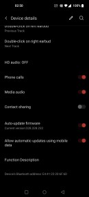 OnePlus Buds UI is integrated within the Bluetooth settings