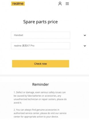 X7 Pro support page on Realme's Indian site