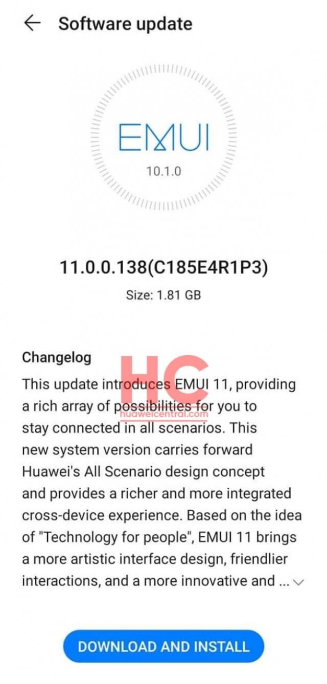 Huawei P30 update changelog