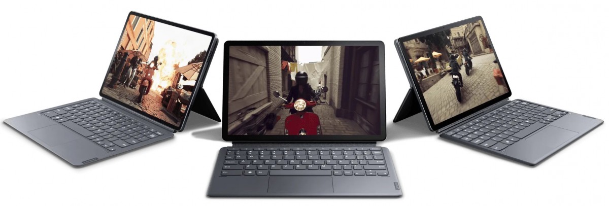  Tab P11 Pro (left), Tab P11 Plus (center), Lenovo Tab P11 (right)