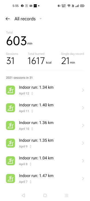 Workout data