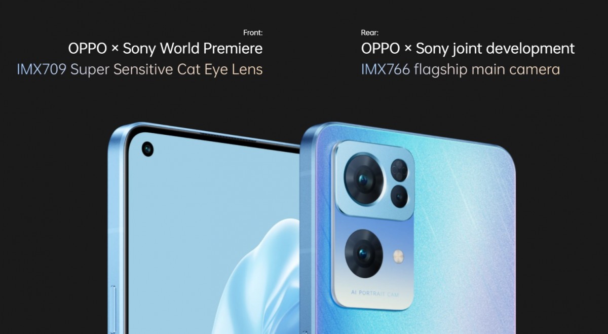 Both the Reno7 and 7 Pro get the IMX709 front camera sensor, only the Pro has the IMX766 on the rear