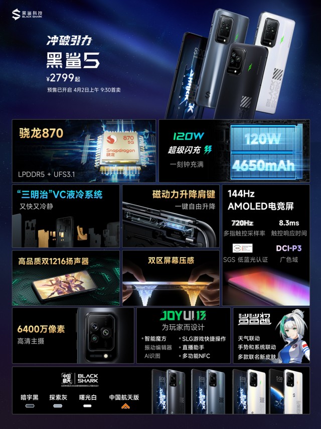 Black Shark 5 Pro unveiled with SD 8 Gen 1, SSD+UFS storage, two