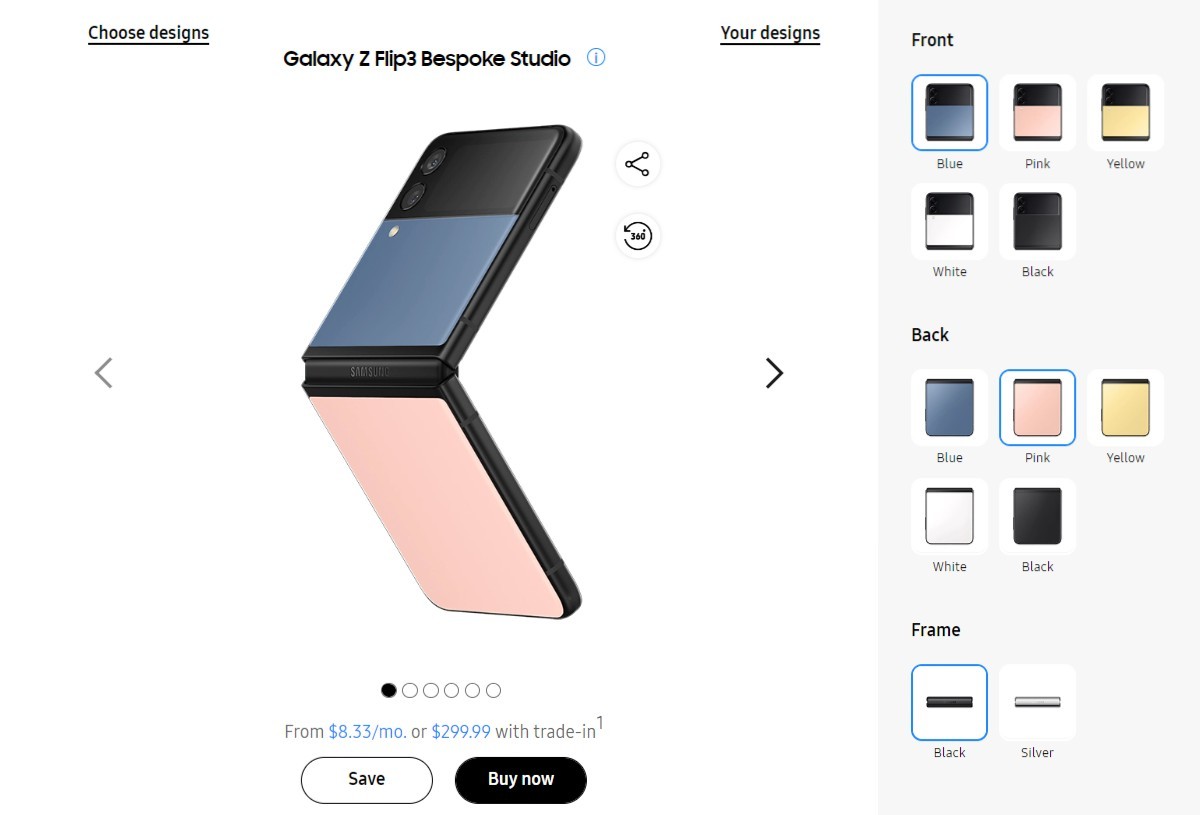 Samsung Galaxy Z Flip4 and Bespoke Edition's color options