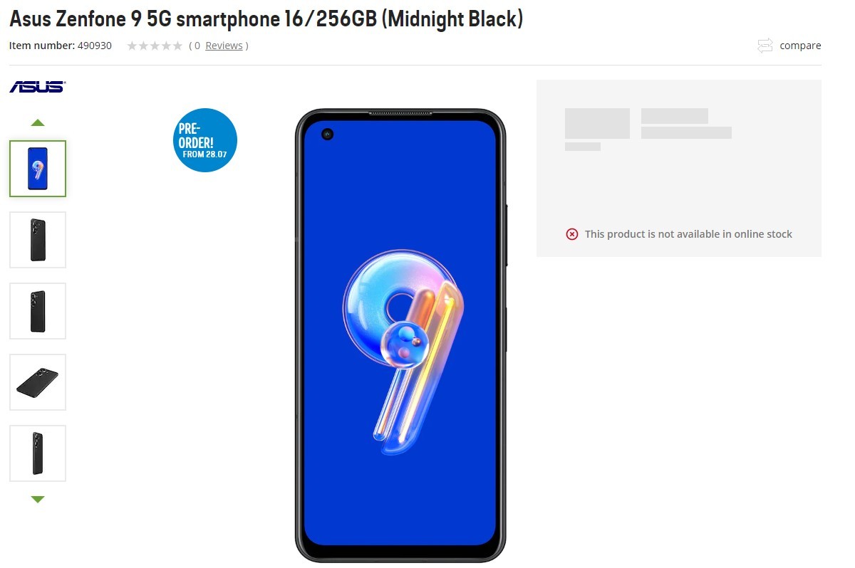 Asus Zenfone 9 leaked by Norwegian retailer: specs, images and 