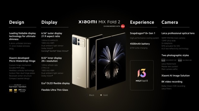 Xiaomi Mix Fold 2 announced with sleek design and Leica optics
