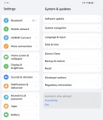 Honor V Purse homescreen, settings menu, dual app multitasking and Magic Wallet