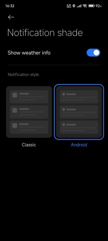 Notification options