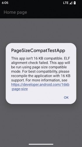 16 KB page size compatibility mode on Android 16 Beta 2