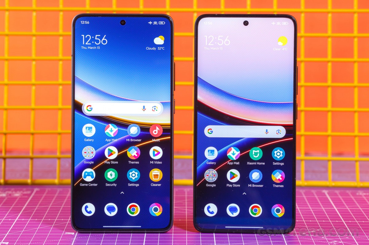 Poco F7 Pro (left) next to Poco F7 Ultra - you'll have to trust us on this