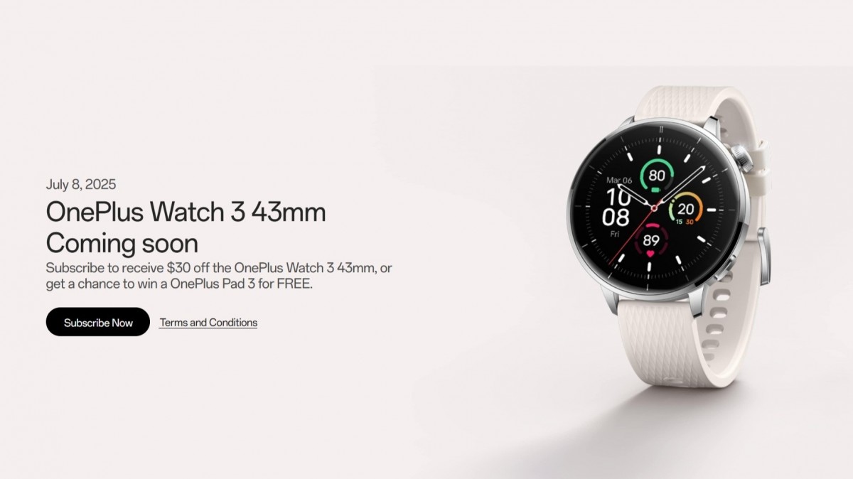 OnePlus Watch 3 43mm's features and color options revealed ahead of July 8 launch