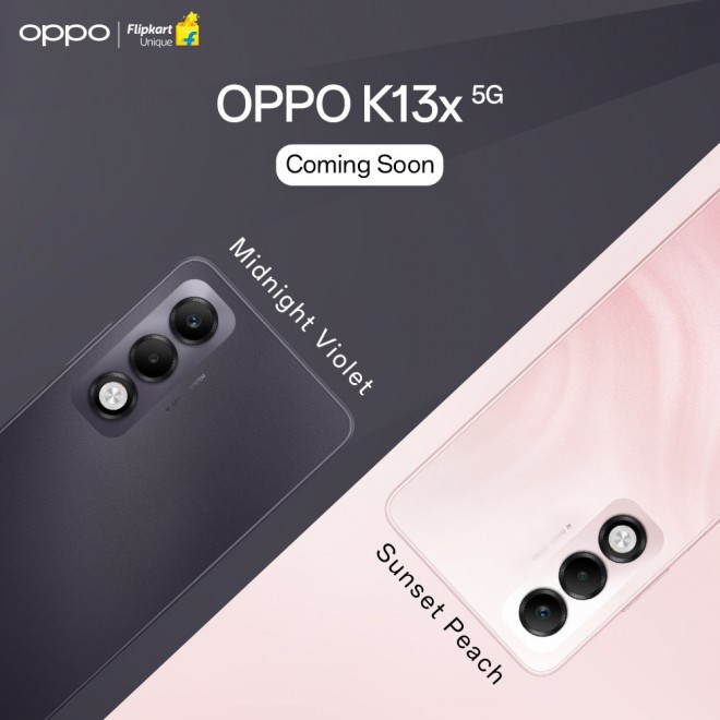 Oppo K13x will be available in Midnight Violet and Sunset Peach