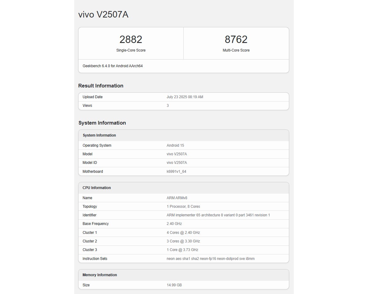 vivo or iQOO phone with gigantic battery runs Geekbench