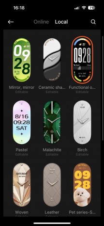 A few of the watch faces availble inside the Mi Fitness app