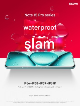 Redmi Note 15 Pro series launch date and IP68/69K posters