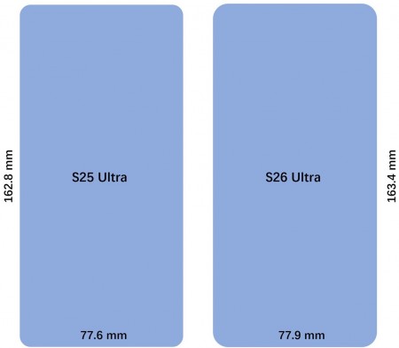 Samsung Galaxy S26 Ultra's dimensions surface
