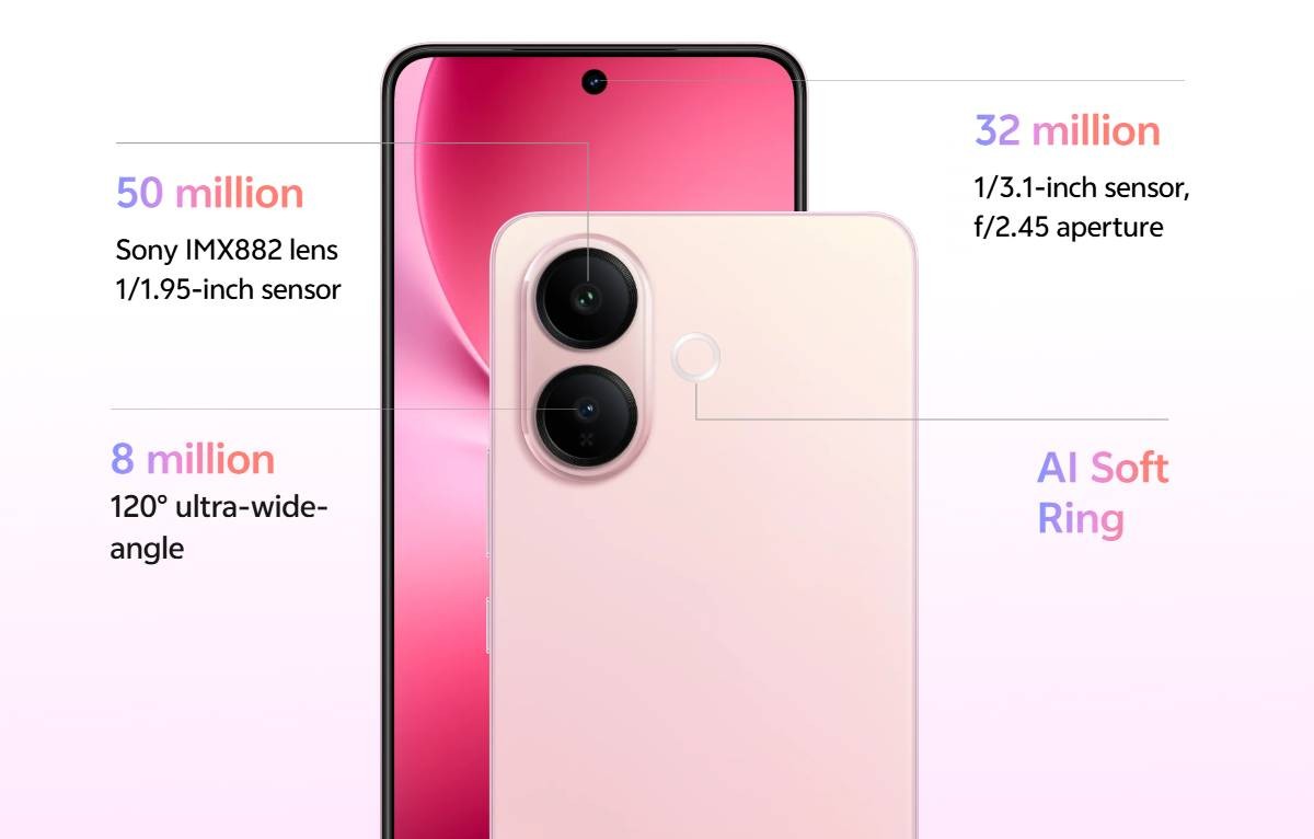 The vivo V60 Lite 5G has 50+8MP cameras on the back and a 32MP selfie camera