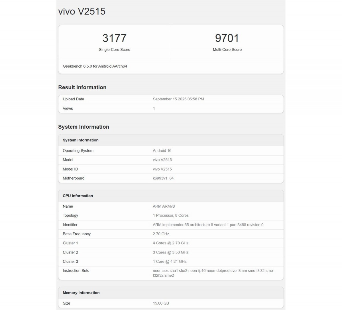 Global vivo X300 allegedly runs Geekbench