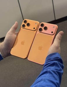Decolorized iPhone 17 Pro Max in Cosmic Orange and Deep Blue