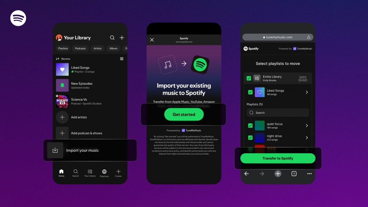 Spotify now has a built-in way to transfer your playlists from competing services