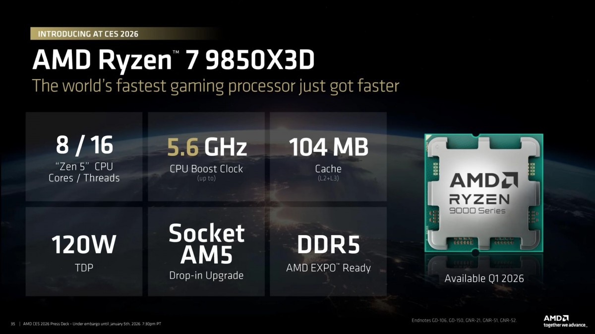 AMD announces the new Ryzen 7 9850X3D gaming CPU - GSMArena.com news