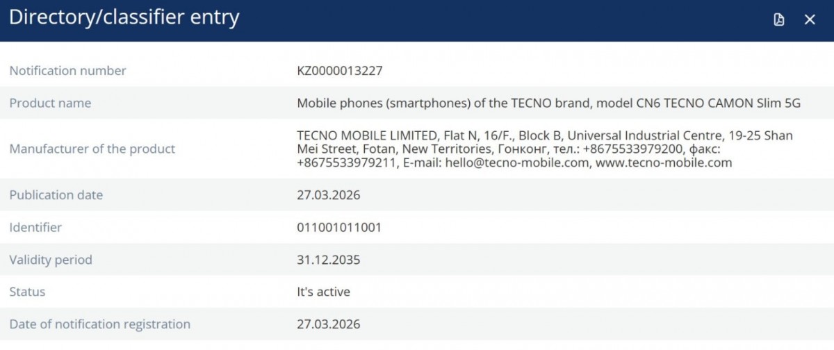 Tecno Camon Slim Geekbench sonuçları