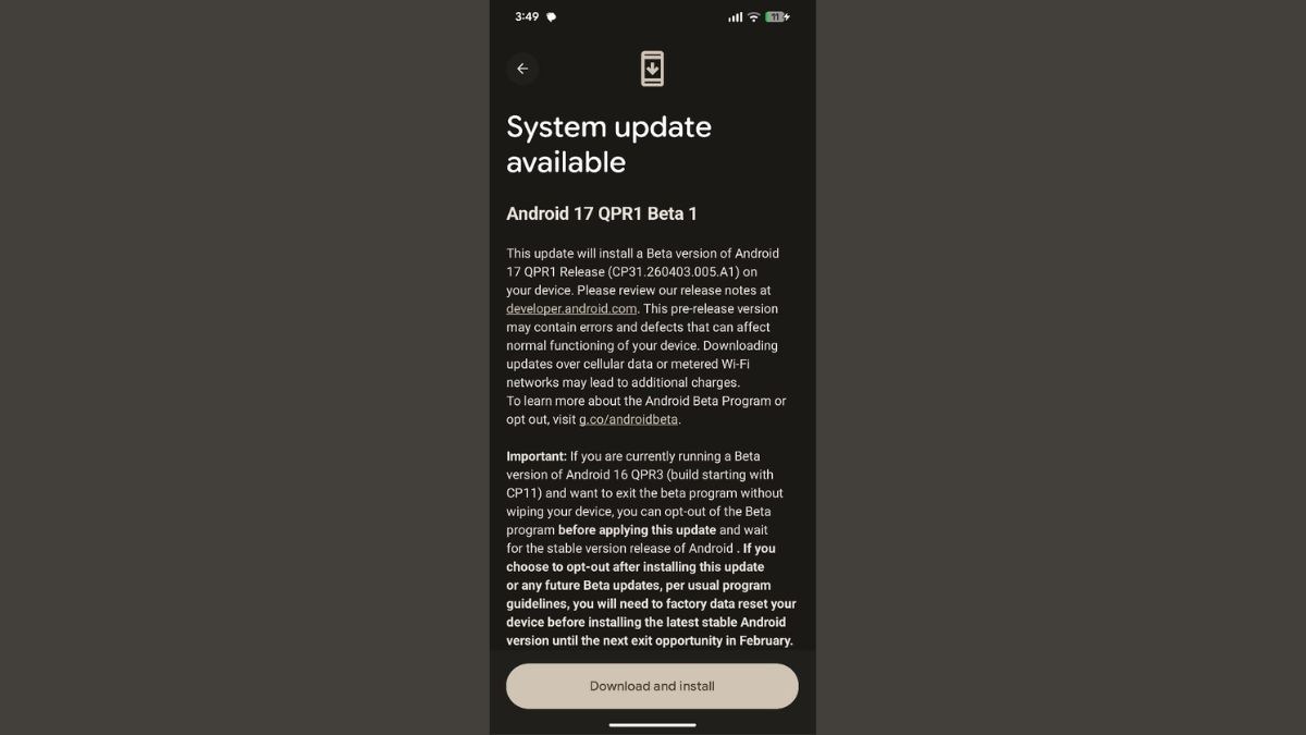 Android 17 QPR1 Beta 1 Pixel cihazlar