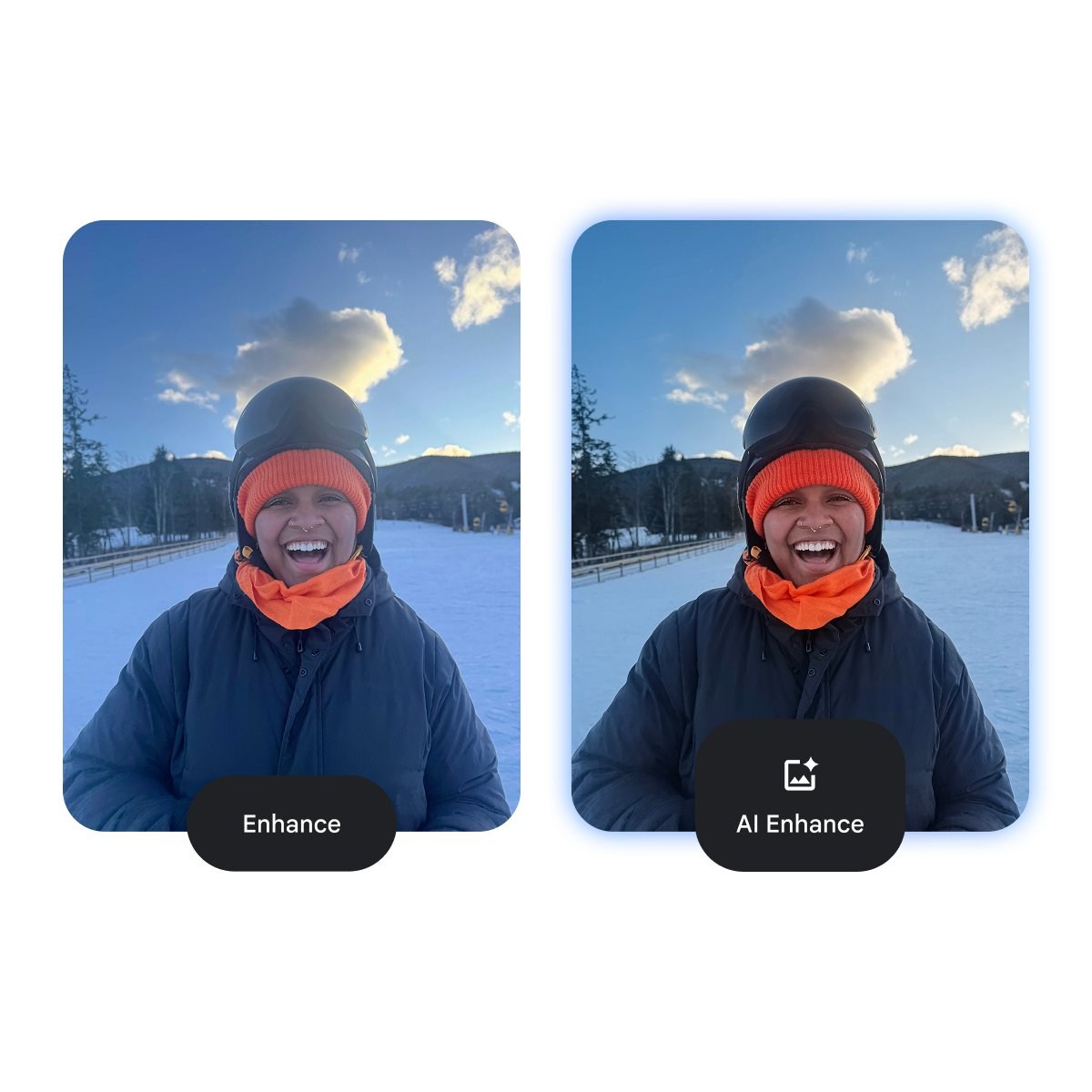 Google Photos AI Enhance düğmesi