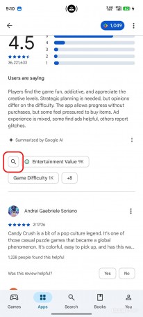 Google Play Store arama çubuğu
