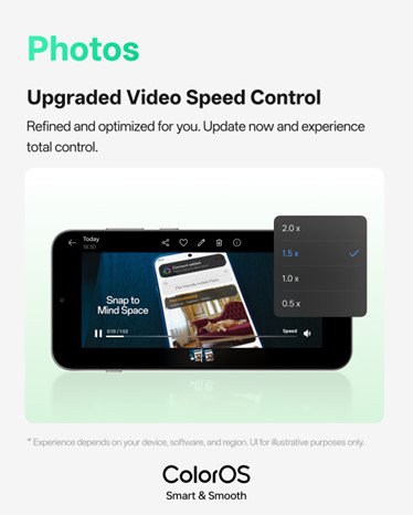 Oppo ColorOS 16 video oynatma hızı ayarı