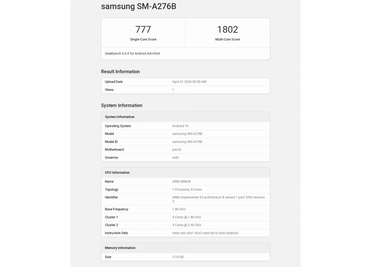 Samsung Galaxy A27 prototip görüntüsü