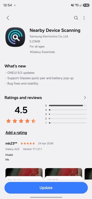 Samsung uygulama güncellemesi