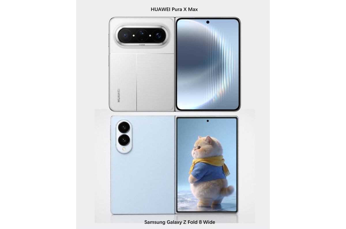 Samsung Galaxy Z Fold Wide ve Huawei Pura X Max boyut karşılaştırması