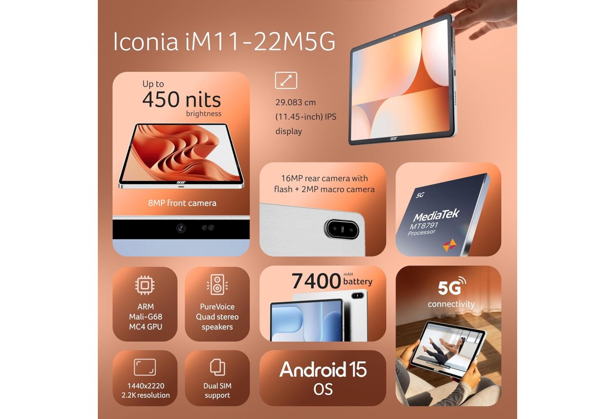 Acer Iconia iM11 5G tablet tasarımı