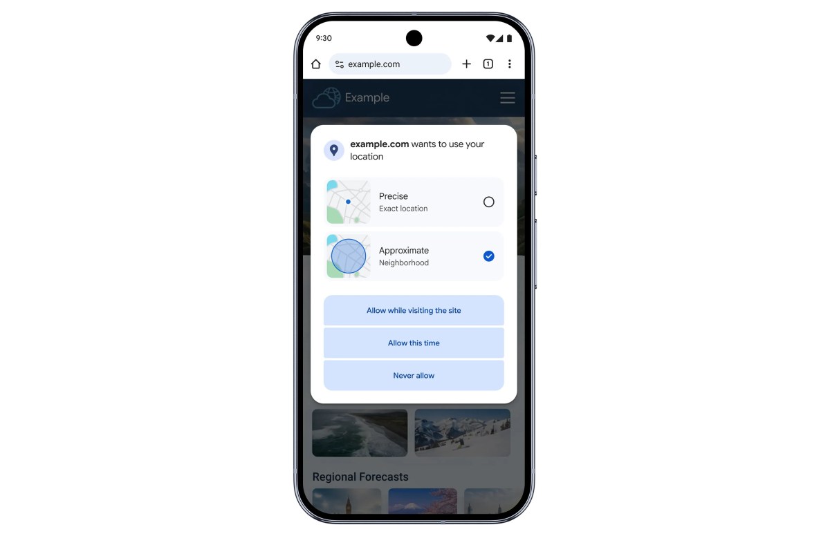 Google Chrome konum ayarları