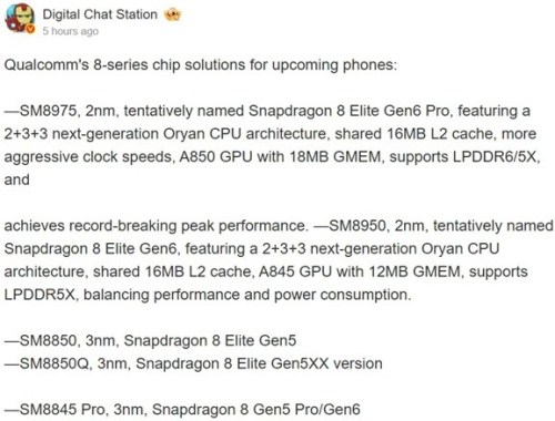 Snapdragon 8 Elite Gen 6 özellikleri