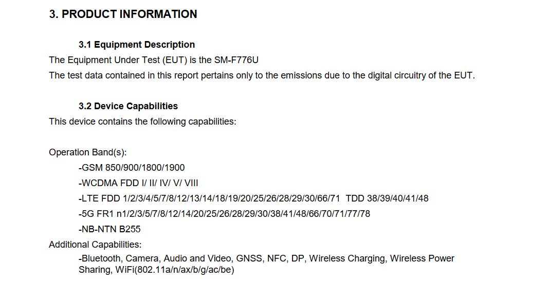 Samsung Galaxy Z Flip8 kablosuz özellikler